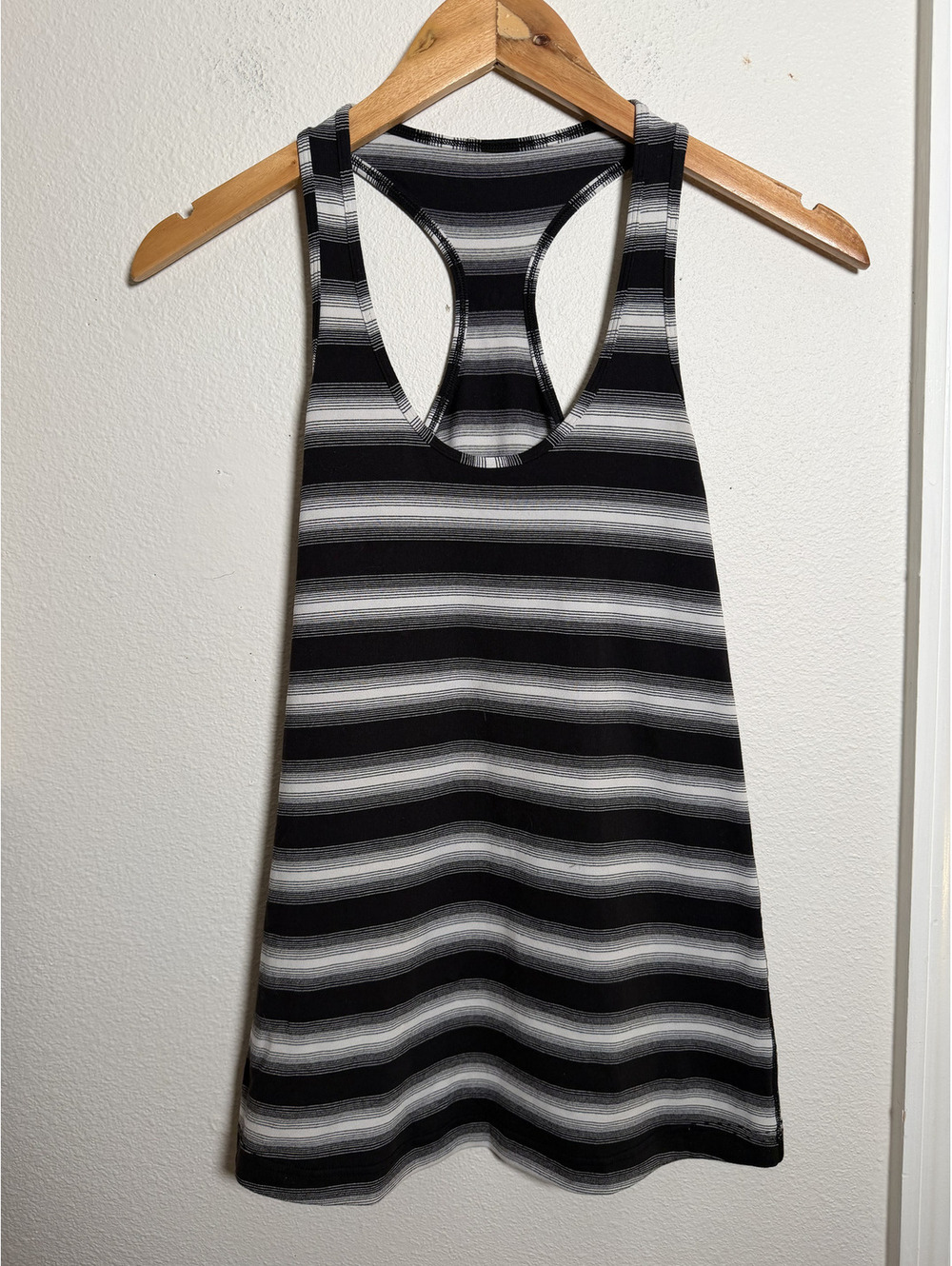 Lululemon Cool Racerback Tank Black White Parallel Stripe Athletic Top
